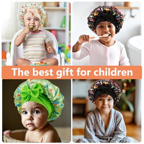 3-Piece Kids Satin Hair Bonnet Set - Soft Sleep Cap for Children