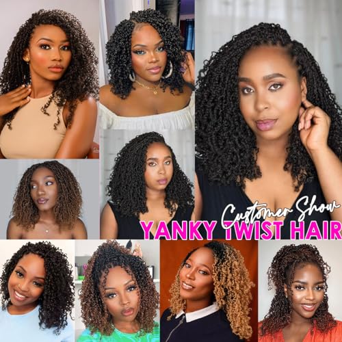 Youngther 12 Inch Pink Yanky Twist Crochet Hair - Pre-Twisted Synthetic Extensions (2 Pack)