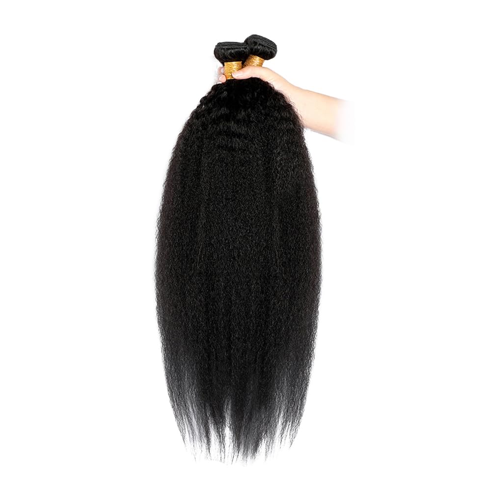 HeioWuio 24 24 24 Inch Yaki Straight Bundles Human Hair 3 Bundles Brazilian Remy Hair 100 Grams/Bundle Unprocessed Virgin Hairs #1B Natural Black Color Color Kinky Straight Bundle Weaves Extensions