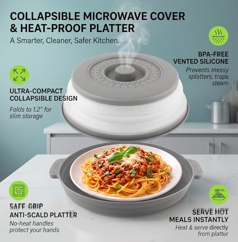 Microwave Cover for Food - 2-in-1 Anti-Scald Splatter Guard