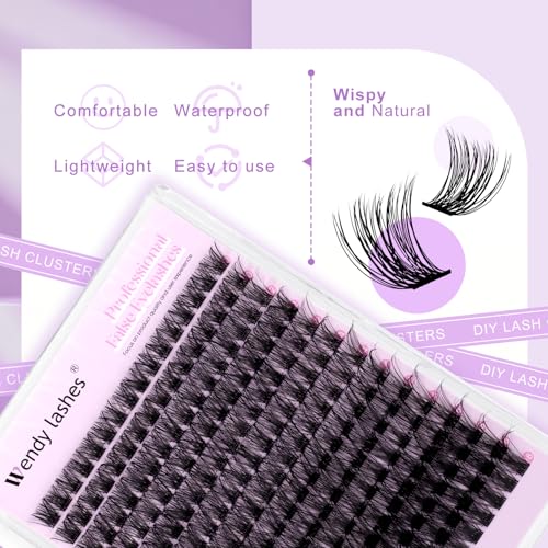 WENDY LASHES Cluster Eyelash Extensions C3-07-D Wispy Waterproof Reusable