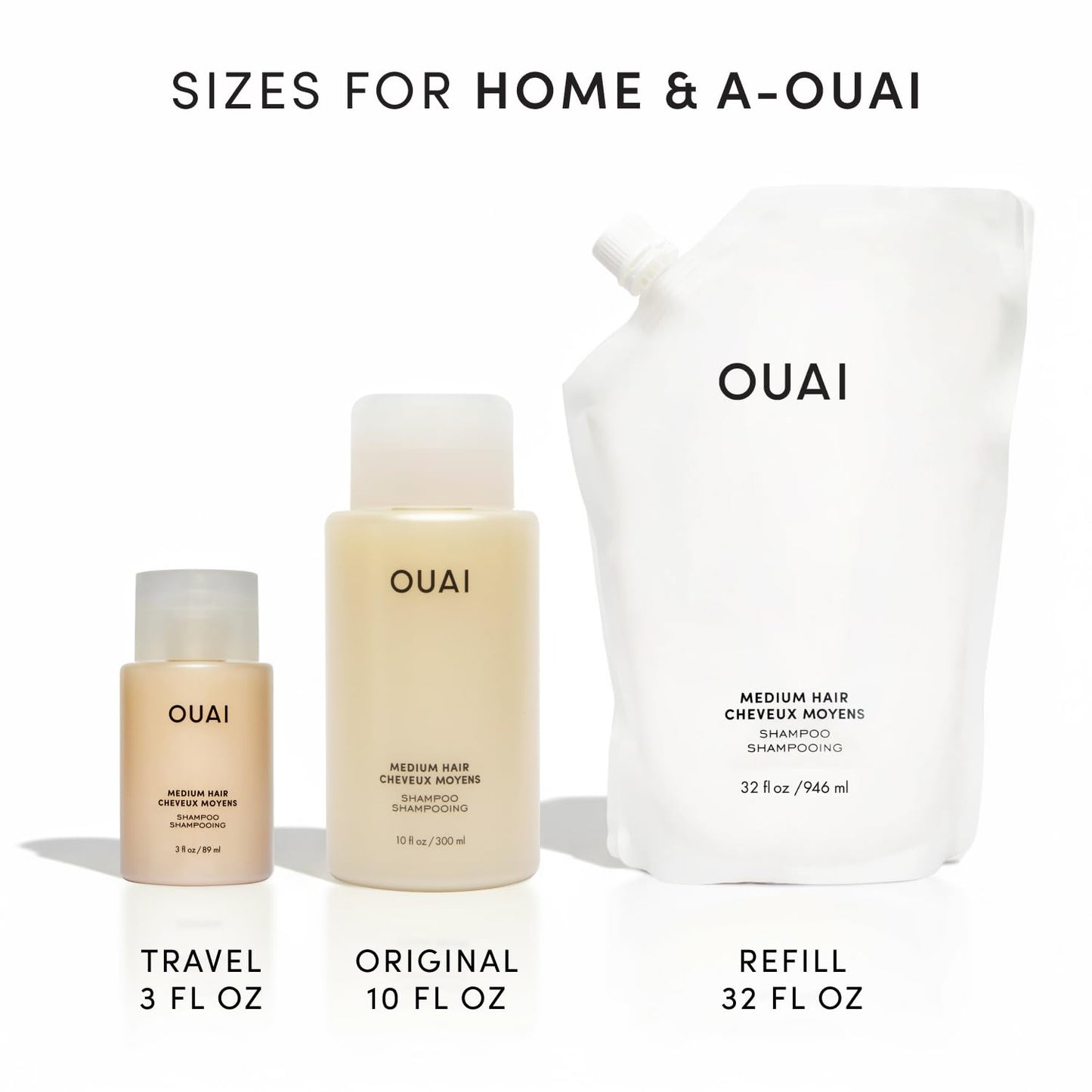 OUAI Medium Hair Shampoo - Hydrating Shampoo for Color Treated Hair & Dry Scalp - Nourishes, Strengthens, Reduces Breakage & Adds Shine - Coconut Oil, Babassu, Keratin - Sulfate Free, Refill 32 Oz