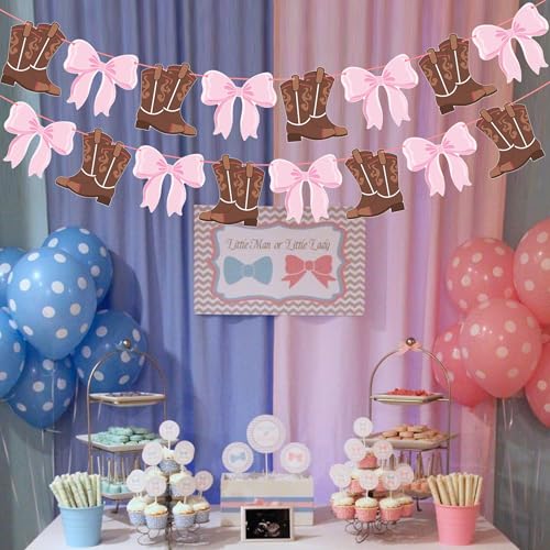 Boots or Bows Gender Reveal Banner - 2PCS Western Party Decor