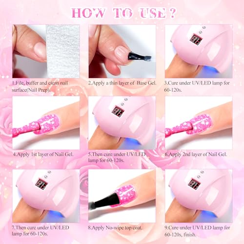 MTSSII 18-Piece Reflective Glitter Gel Nail Polish Set - UV LED Nail Art Kit