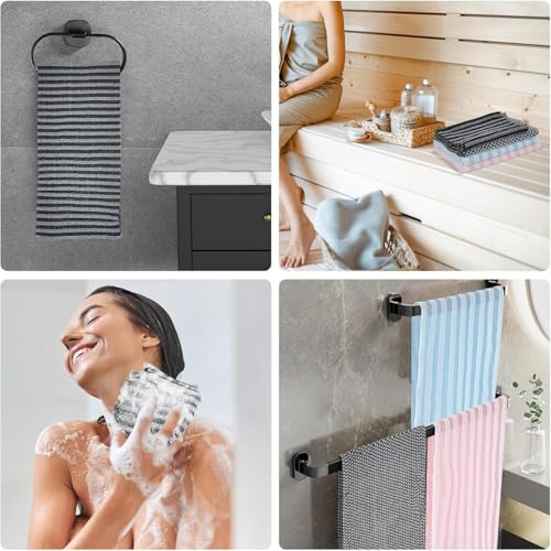 Alorin 40-Inch Extra-Long Exfoliating Shower Towel - Dual-Textured Scrubber