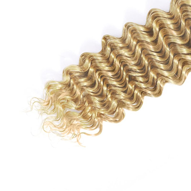 20 22 24 Inch DiexrLamx Blonde Bundles Color #27 Deep Wave Bundle 150g 8A Peruvian Virgin Hair 3 Bundles Double Weft P27/613 Deep Wave Hair Extensions