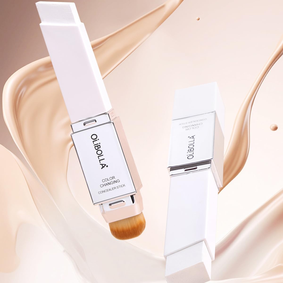 Color-Changing Foundation Stick - 2 in 1 Cream Lumine Makeup with Brush | Satin Glow Finish, Classic Ivory