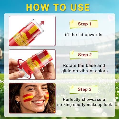 3-in-1 Spain Face Paint Stick - High Pigment Eye Black for Sports