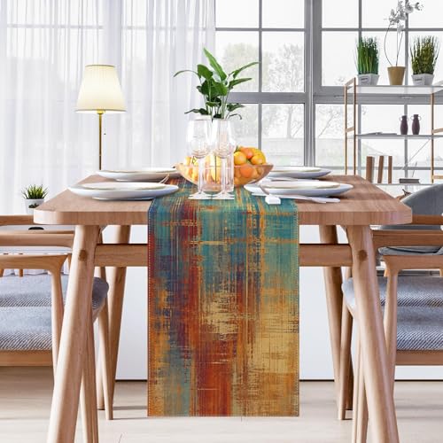 Emvency Abstract Vintage Blue Table Runner - 13x72 Inch Linen