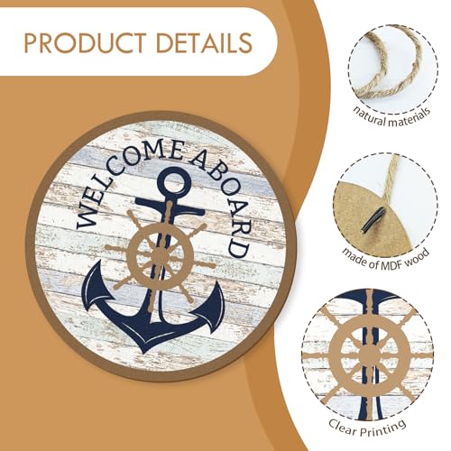 Nautical Welcome Aboard Anchor Sign - 12x12 Inch Wall Decor
