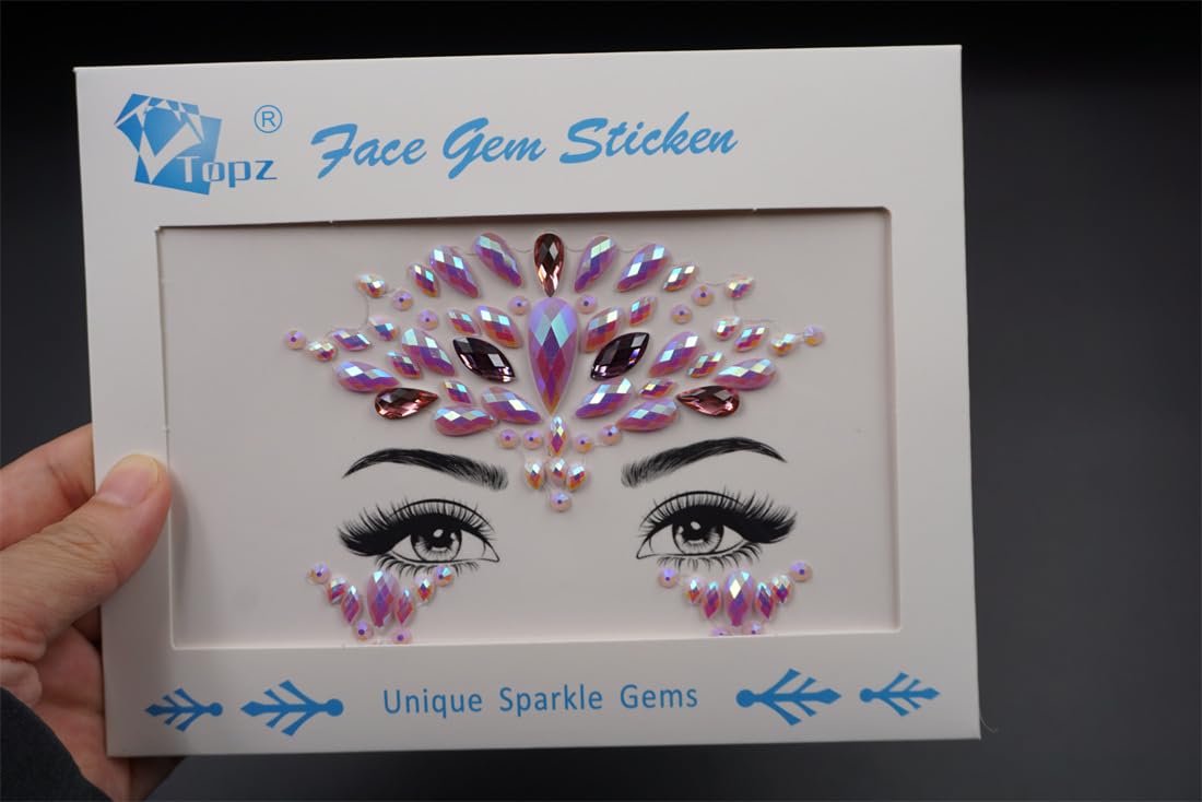 Pink Face Jewels - Rhinestone Stickers for Women | Temporary Makeup Gems for Festivals & Raves