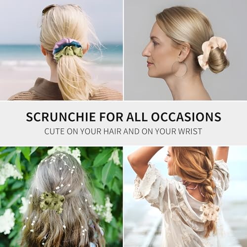 Mulberry Silk Hair Ties - 5Pcs No Crease Scrunchies for All Hair Types