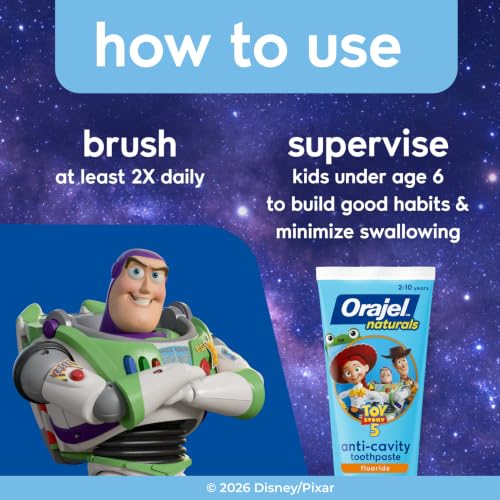 Orajel Naturals Toy Story 5 Anti-Cavity Toothpaste - Natural Watermelon Flavor, 4.2 oz (Pack of 4)