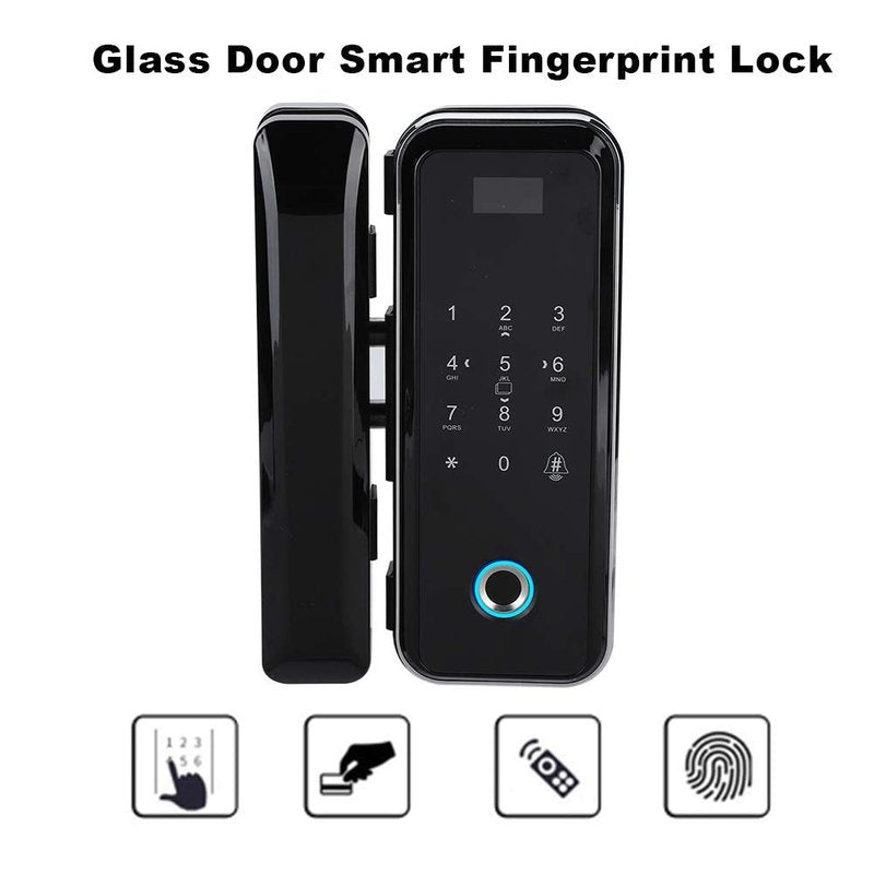Keyless Entry Door Lock with Keypad, Fingerprint Smart Lock, Electronic Smart Glass Door Lock Password Door Access Control System Fingerprint/Password/Swipe/Remote Unlock for Home Office