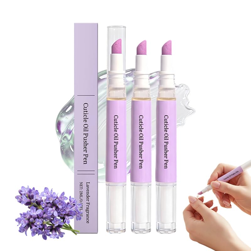 3 in 1 Cuticle Oil Pusher Pen - Upgraded Ceramic Nail Care Tool for Dry Nails & Hangnails | 2 Pack