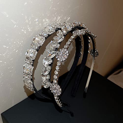 Rhinestone Flower Leaf Headband - Non-Slip Silver Glitter Hair Accessory