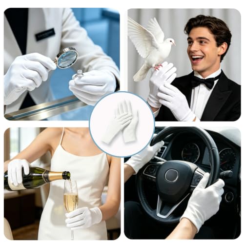 30 Pcs White Cotton Gloves for Eczema Relief & Moisturizing