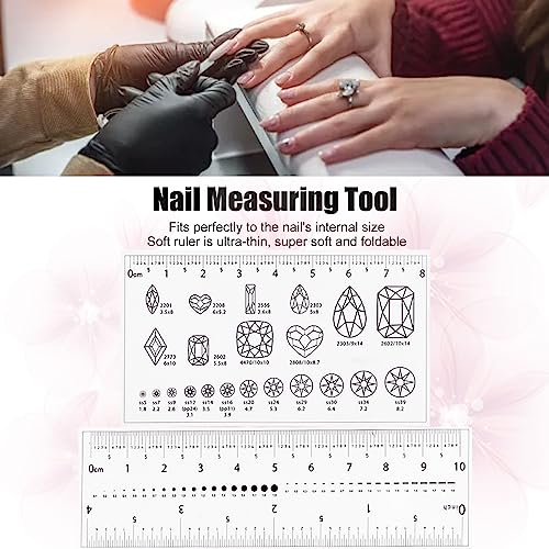Ultra Thin 4-Piece Nail Measurement Ruler with Rhinestones