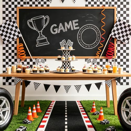 Holographic 3-Tier Cupcake Stand for Race Car Birthday Parties