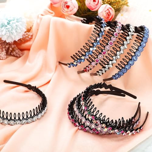 Syhood 8 Rhinestone Headbands for Women - 2 Flower Styles