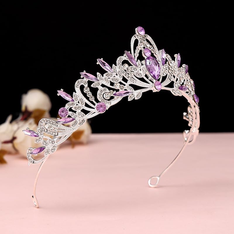 Silver Rhinestone Tiara Crown for Women - Elegant Bridal Hair Accessory