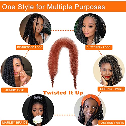 RENJOING 24 Inch Ginger Springy Afro Twist Hair - Pre-Separated Synthetic