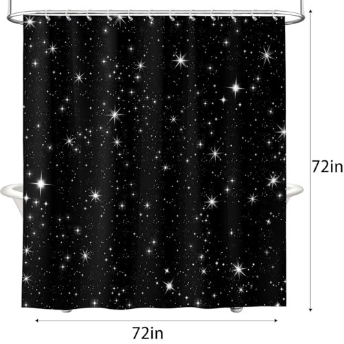 Celestial Black and White Galaxy Shower Curtain Set - 72x72in