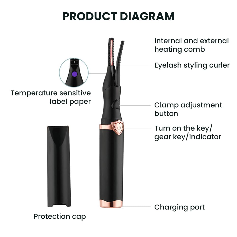 Electric Eyelash Curlers,2026 Upgrade Heated Eyelash Curler for Women,Mini Electric Eye Lash Curler with 3 Heat Modes,Fast Heat up in Finalize Eyelash Holder Tool (Black/1pcs)