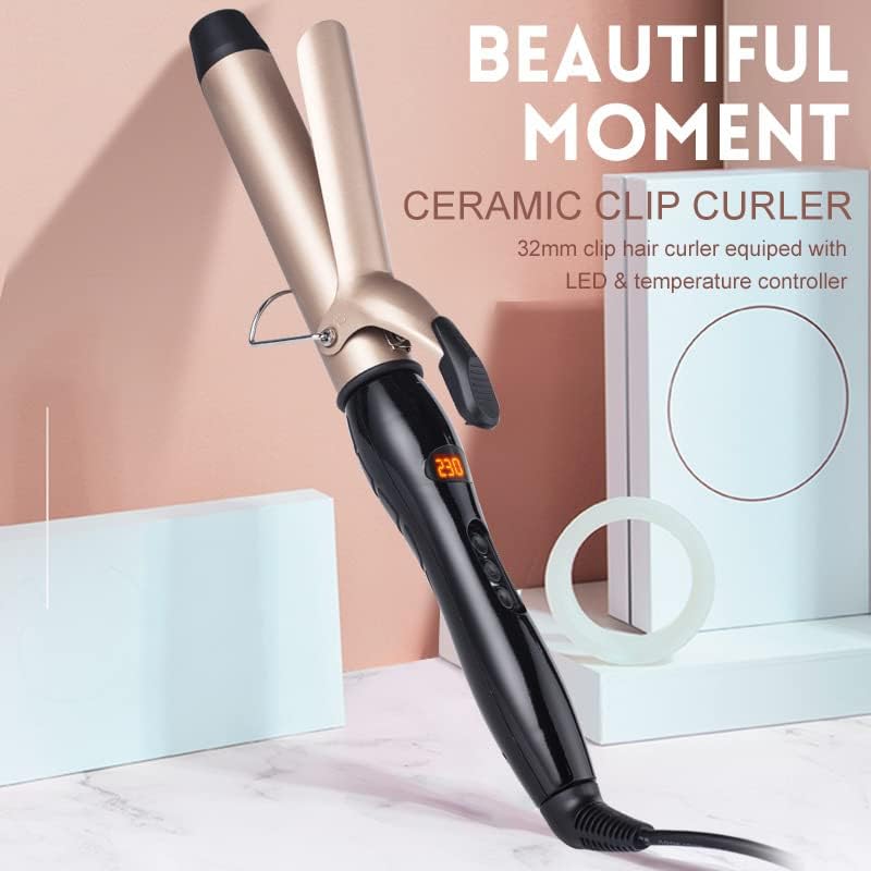 Curling Iron Set - 38mm Hair Curling Wand with Gloves & Comb | Instant Heat, LCD Display, Adjustable Temperature