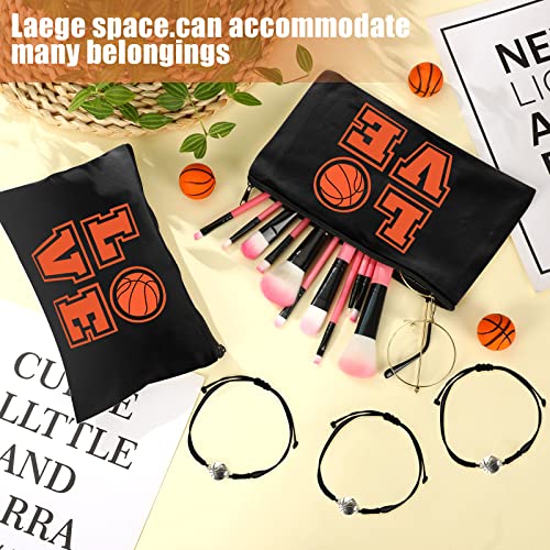 Kajaia 24 Pcs Black Basketball Makeup Bag & Bracelet Set