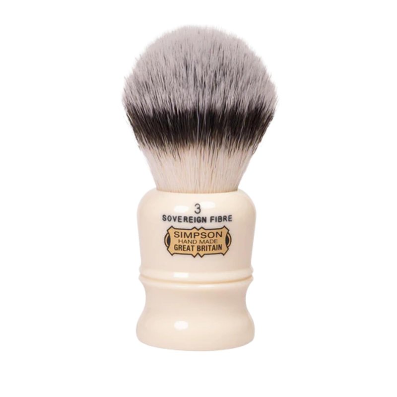Simpsons Shaving Brush Duke 3 Sovereign Fibre - Faux Ivory Handle - Premium Wet Shave Tool for Rich Lather - Extra Soft & Dense - Luxury Shaving Brush for Smooth, Comfortable Grooming