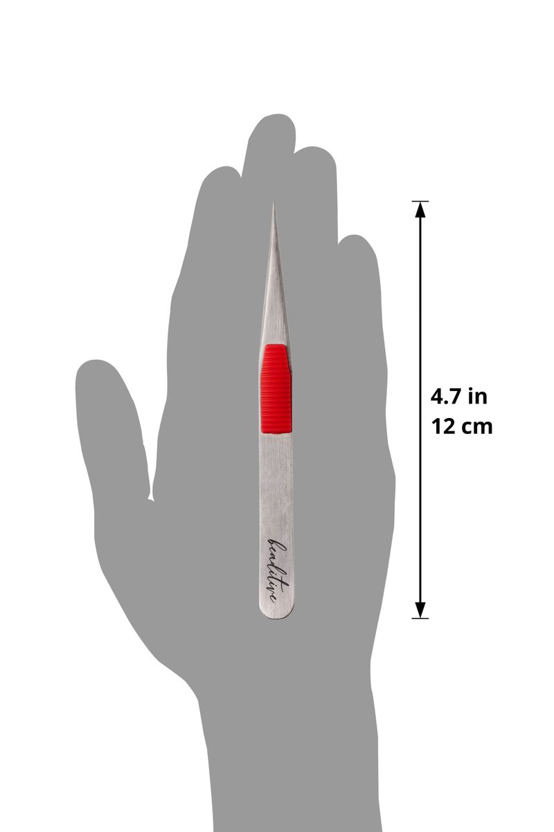 Beaditive High Precision Heavy-Duty Tweezers With Cushion - 4.7" Craft Tweezers for Sewing, Beading & DIY Crafts - Non-Serrated, Fine Point Tips - Stainless Steel Needle Nose Hobby Tweezers (Fuchsia)