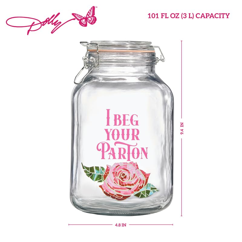 Dolly Parton 101 oz Glass Preserving Clamp Jar - Pink