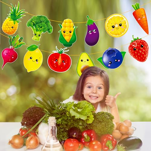 Fruit and Vegetable Banners Set for Summer Parties - 2 Cute Banners