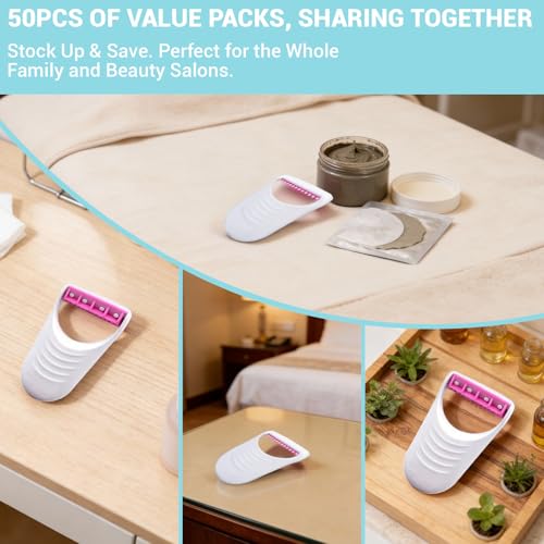 50-Pack Disposable Prep Razors - Individually Wrapped Portable Shaver, Pink