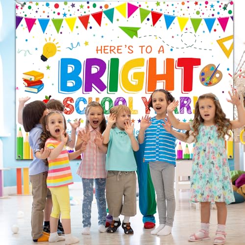 Bright School Year Backdrop - 71x43 Inch Welcome Banner for Kids