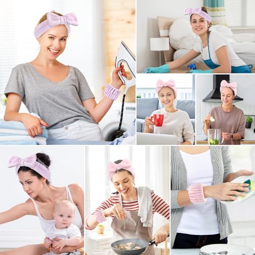Dorbetar 6-Pack Plush Headband and Wristband Set for Skincare