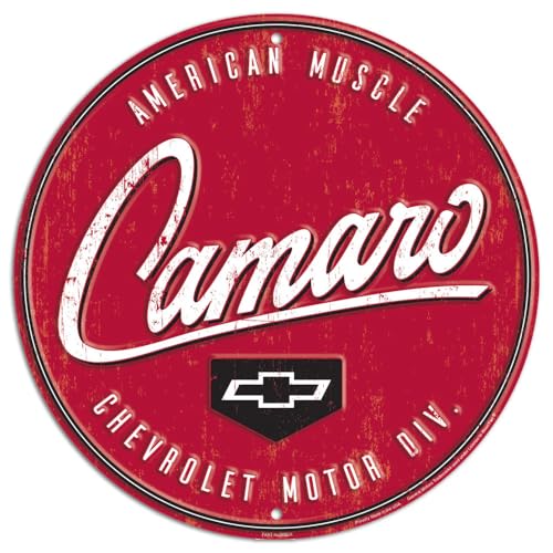 Camaro American Muscle 12-Inch Circle Sign - Embossed Aluminum