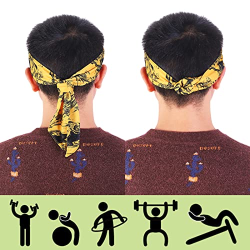 ONEYE Tie Headband Sweat Bands - Adjustable, Breathable, Ninja Print - 6 Pack for Sports & Workouts