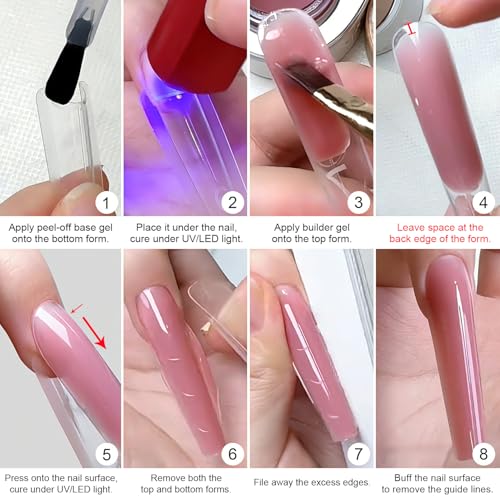 Dual Nail Forms Set for Gel Nails - 15 Sizes with Guide Lines