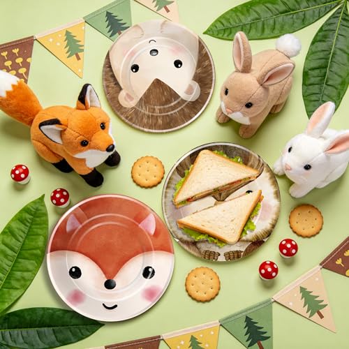 Woodland Creatures Party Plates - 60 PCS Disposable 7" Plates