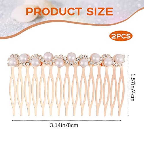 Mozeat Lens Pearl White Hair Comb Set for Bridal & Wedding Accessories - 2 Pieces