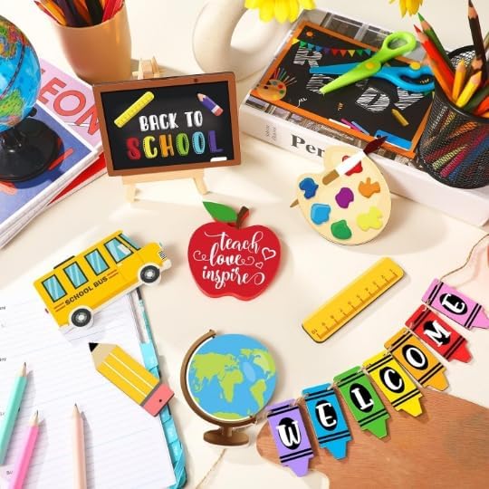 14-Piece Back to School Wooden Tiered Tray Decor Set