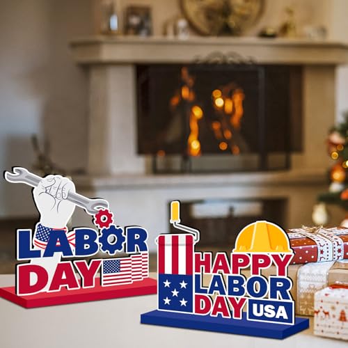 Labor Day Wooden Table Centerpieces - Patriotic Party Decorations
