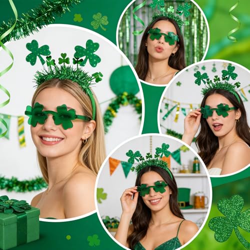 St. Patrick's Day Headbands & Sunglasses Set - 8 Pack Green