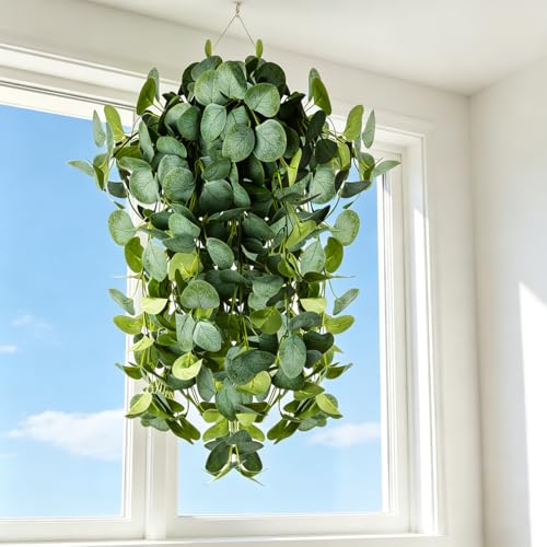 Set of 2 Artificial Eucalyptus Hanging Plants - UV Resistant Greenery