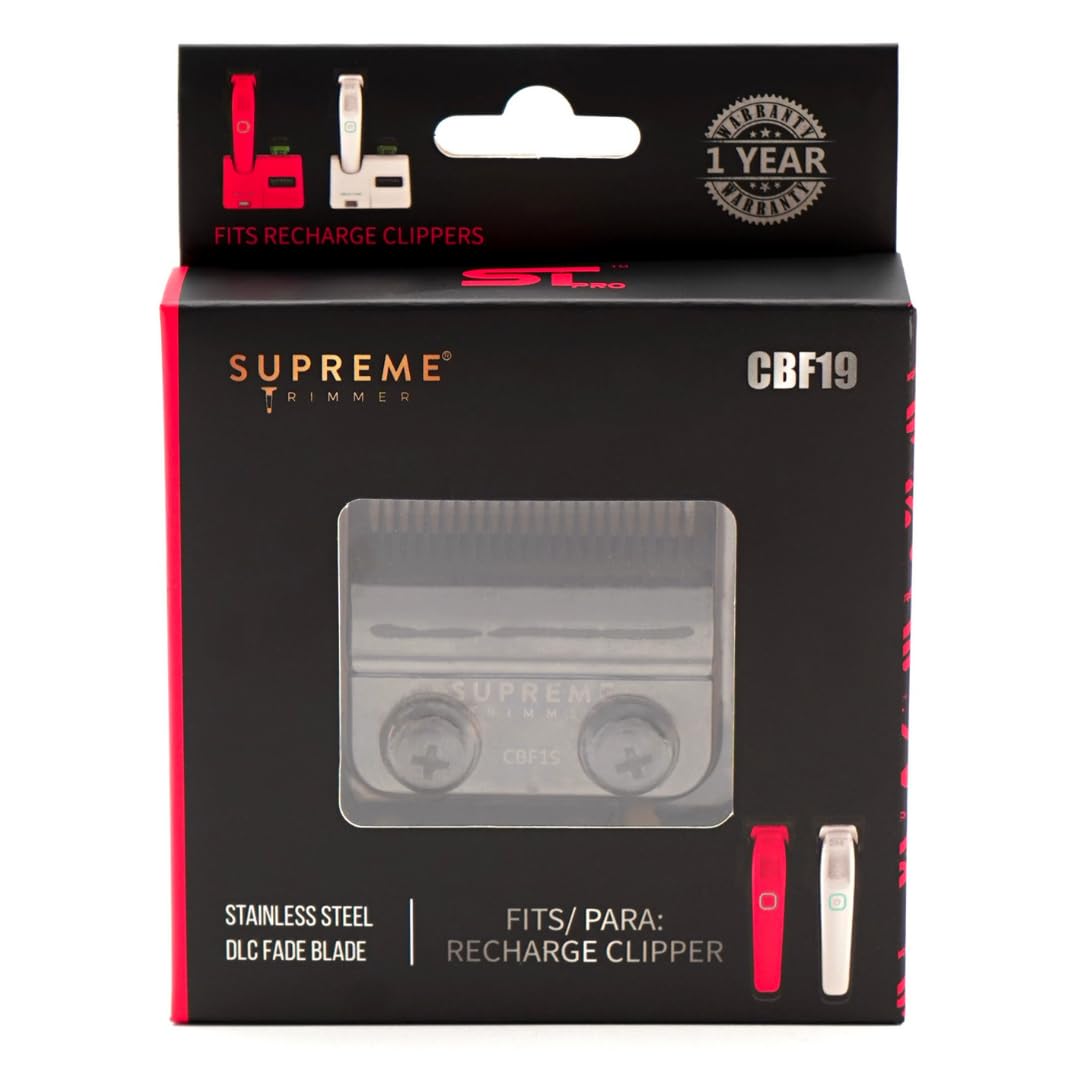 Supreme Trimmer DLC Coated Stainless Steel Replacement Blade CBF19 | Fade Blade for Recharge Clipper & Most Hair Clippers