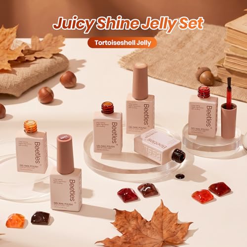 Beetles Fall Gel Nail Polish Set D - Brown-06 | 6 Tortoise Jelly Shades