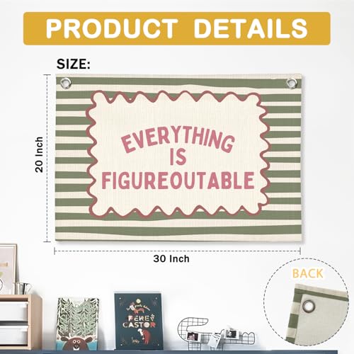 Adventure Awaits Inspirational Canvas Banner for Kids Room - 30x20 Inch