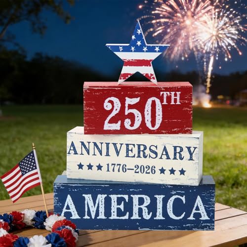 250 Years Anniversary Wooden Tabletop Decor - 4 Pcs Stars Set
